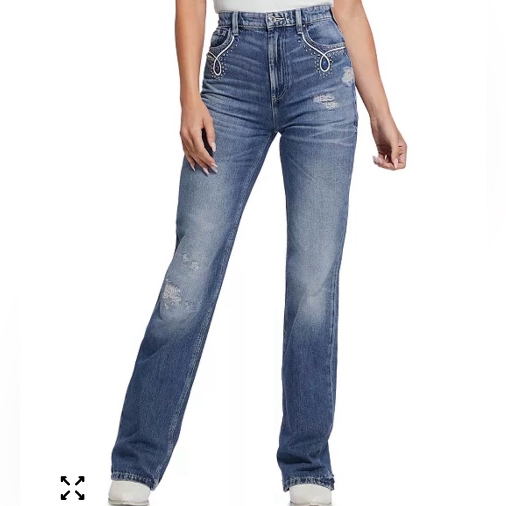 Guess Eco 80’s Daisy Rhinestone Straight Jeans